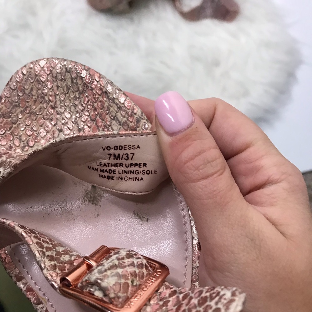 Vince Camuto Rose Gold Snake Skin Block Heels 7 - Picture 7 of 7